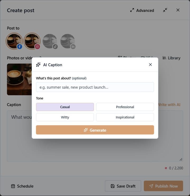 Write with AI in the composer