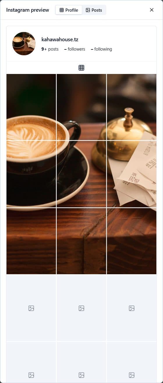 Previewing the grid as an Instagram profile